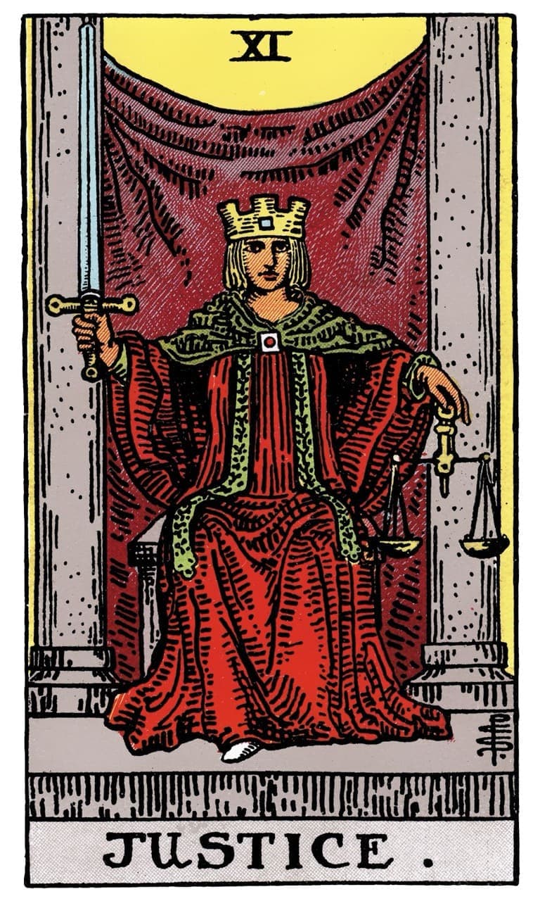 Justice tarot card from the tarot~ink original deck