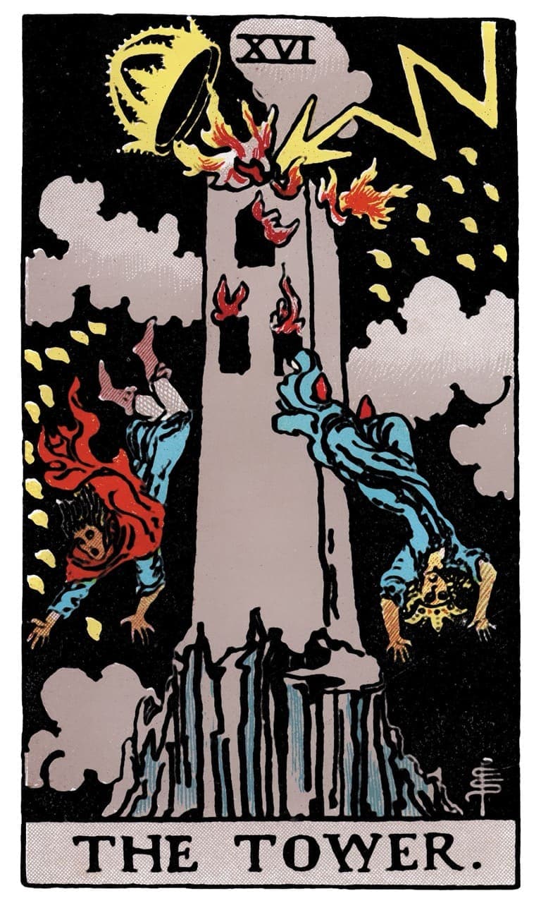 The Tower tarot card from the tarot~ink original deck