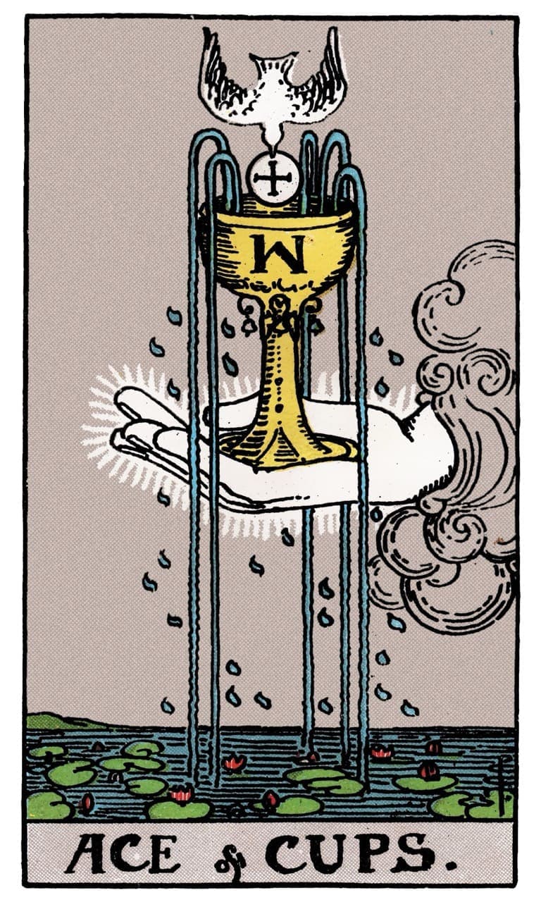 Ace of Cups tarot card in a three-card spread